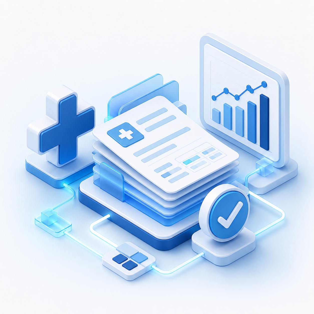 Connected healthcare billing operations illustration